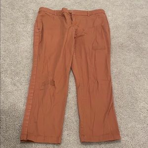 Coral cropped boyfriend pants